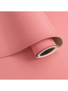 Thick Salmon Pink Peel and Stick Wallpaper Roll - Waterproof, Removable Contact